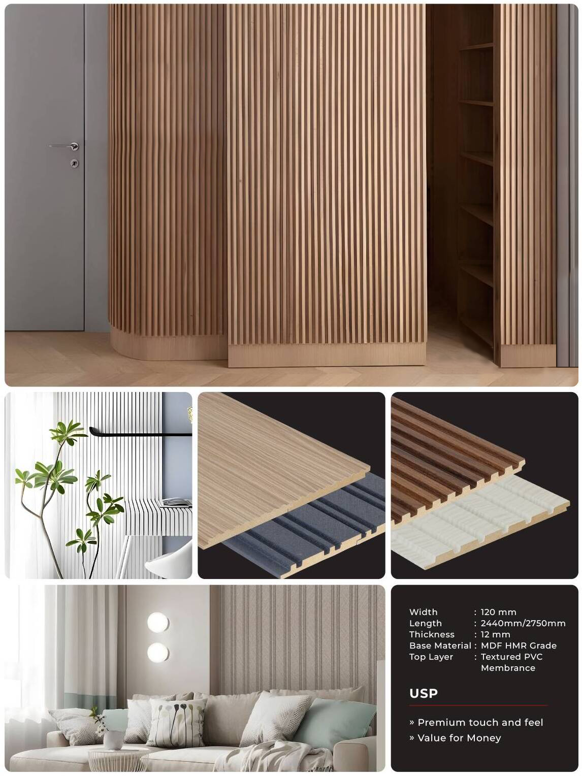 Slim Series — MDF HMR Grade with Textured PVC